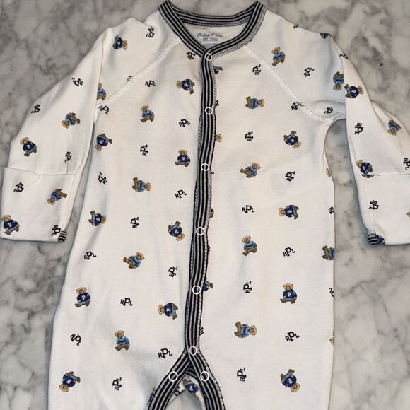 RALPH LAUREN LOGO TEDDY FOOTIE 3M - Picture 5 of 6